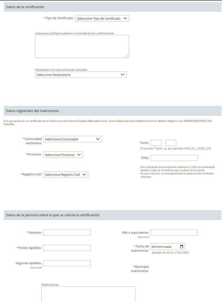 Solicitar por internet el acta de matrimonio